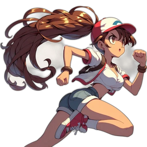 weapon, staff, hat, hair transparent PNG cut-out