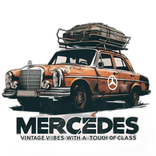 old, rustic, mercedes-benz, worn transparent PNG cut-out