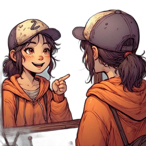 hat, jacket, face, comic book art transparent PNG cut-out