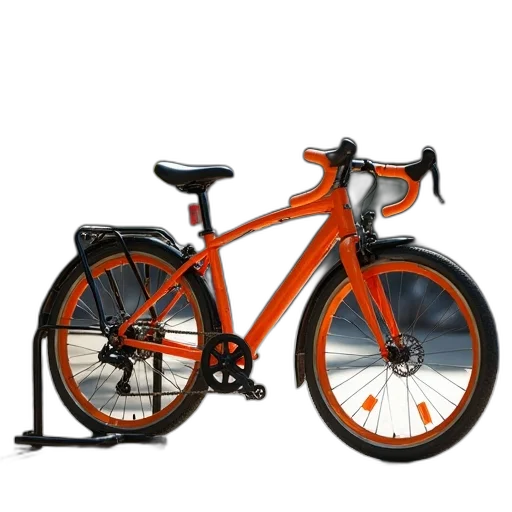 3d render, orange, bicycle, parked transparent PNG cut-out
