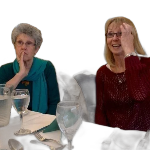 two, women, sit, table transparent PNG cut-out