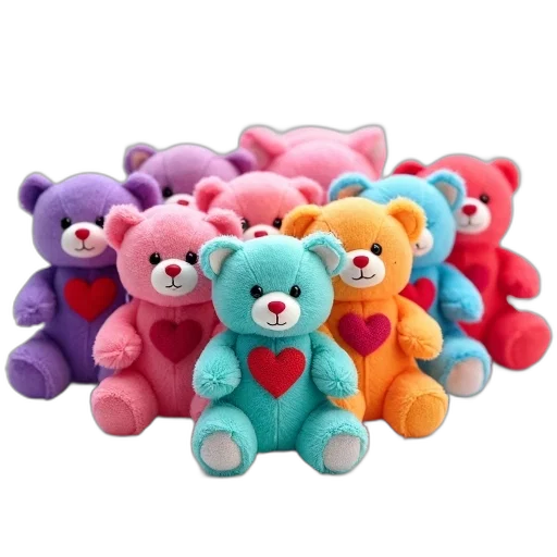 colorful, pastel, collection, teddy transparent PNG cut-out