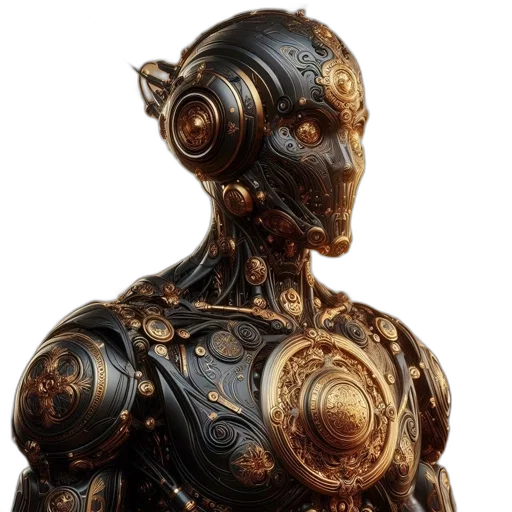 robot, mask, jewelry, staff transparent PNG cut-out
