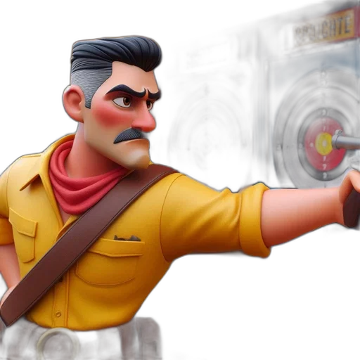 jacket, weapon, concept art, 3d render transparent PNG cut-out