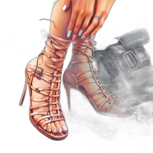 shoes, watercolor, photorealistic, fantasy art transparent PNG cut-out