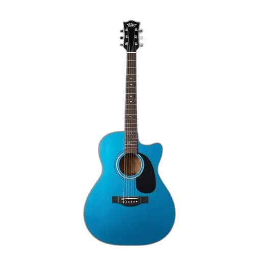3d render, blue, guitar, shown transparent PNG cut-out
