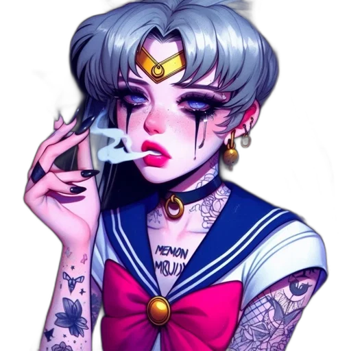 jewelry, face, vaporwave, anime transparent PNG cut-out