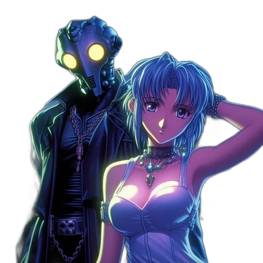 robot, mask, cyberpunk, vaporwave transparent PNG cut-out