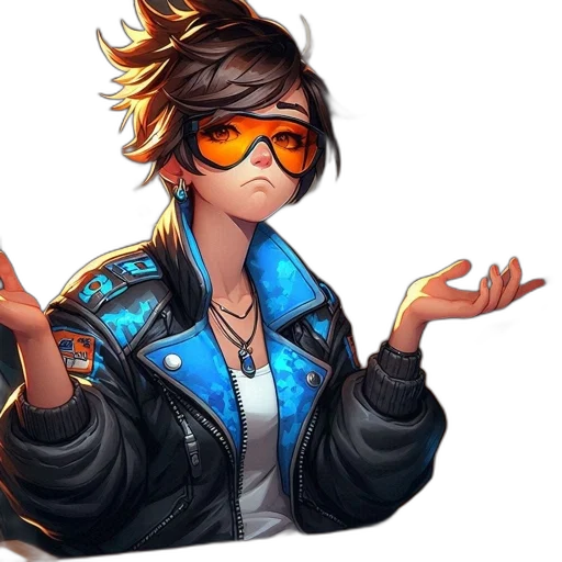 jacket, staff, concept art, cyberpunk transparent PNG cut-out