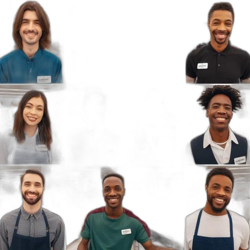 staff, face, eight, individuals transparent PNG cut-out