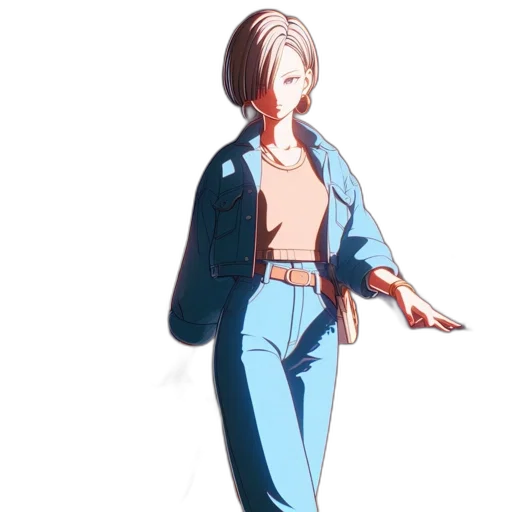 jacket, staff, dress, hair transparent PNG cut-out