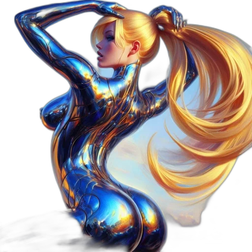 hair, robot, dress, concept art transparent PNG cut-out