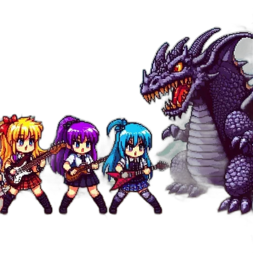 dragon, creature, weapon, pixel art transparent PNG cut-out