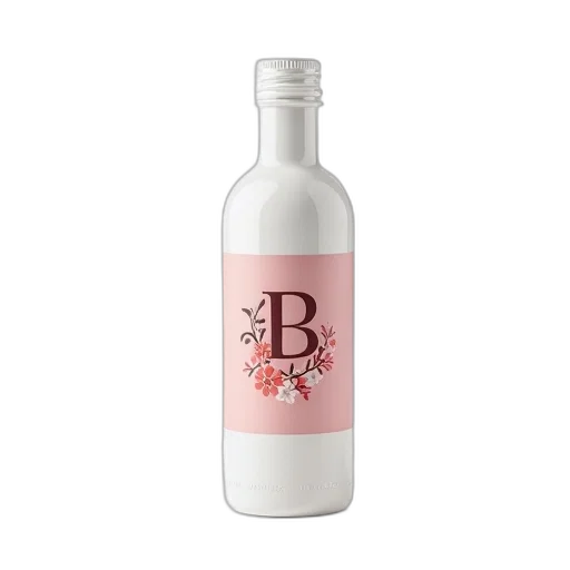bottle, white, pink, label transparent PNG cut-out