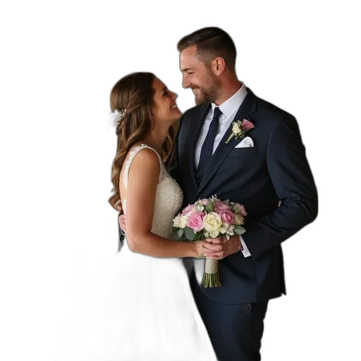 dress, bride, groom, photographed transparent PNG cut-out