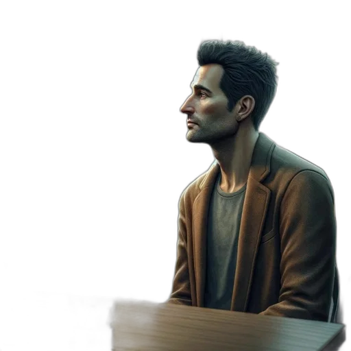 jacket, face, furniture, hair transparent PNG cut-out