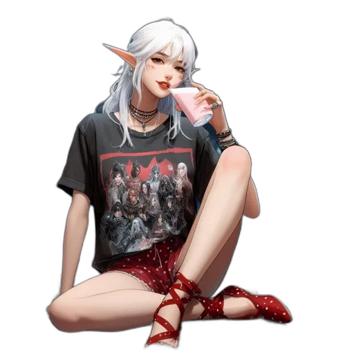 dress, shoes, creature, pixel art transparent PNG cut-out