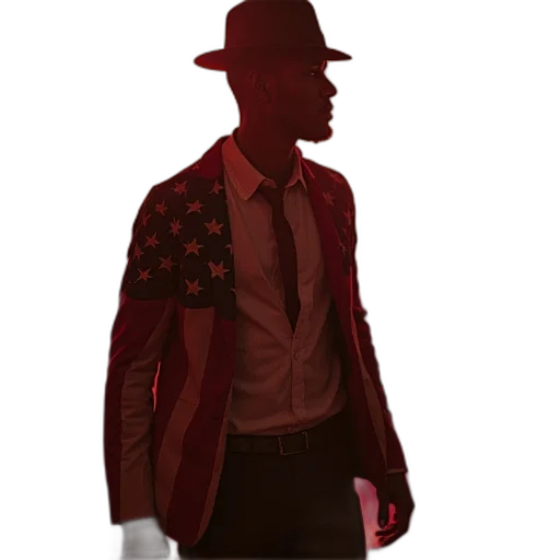 jacket, hat, staff, weapon transparent PNG cut-out