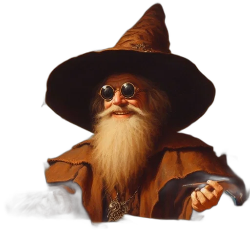 hat, staff, dragon, fantasy art transparent PNG cut-out