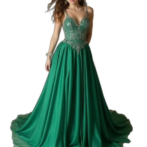 dress, green, prom, sweetheart transparent PNG cut-out