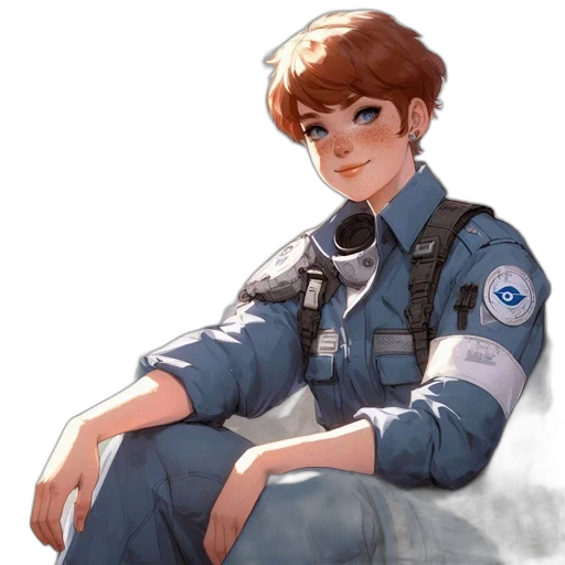 jacket, staff, robot, face transparent PNG cut-out