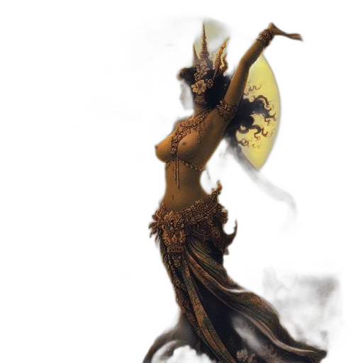 dress, staff, dragon, creature transparent PNG cut-out
