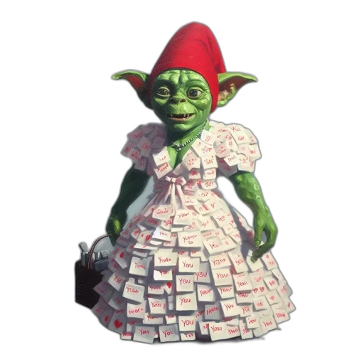 dress, staff, creature, face transparent PNG cut-out
