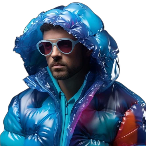 jacket, face, cyberpunk, vaporwave transparent PNG cut-out