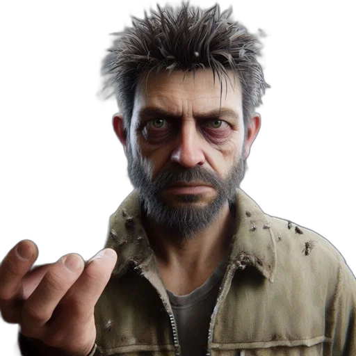 face, jacket, staff, 3d render transparent PNG cut-out