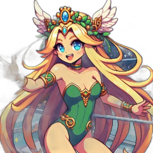 crown, staff, dress, pixel art transparent PNG cut-out