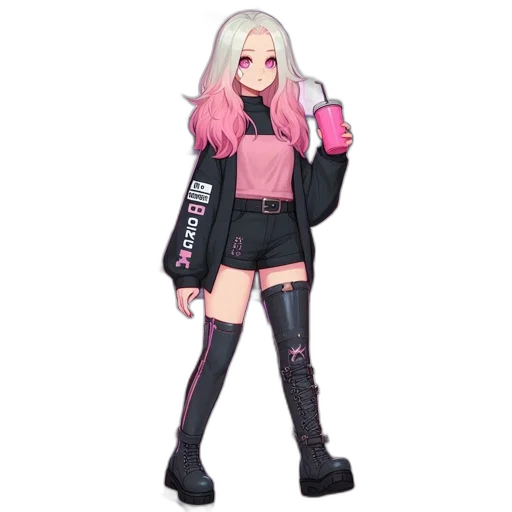 jacket, staff, weapon, hair transparent PNG cut-out