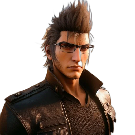 jacket, face, hair, staff transparent PNG cut-out