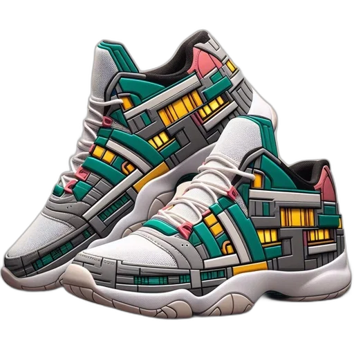 shoes, cyberpunk, 3d render, image transparent PNG cut-out