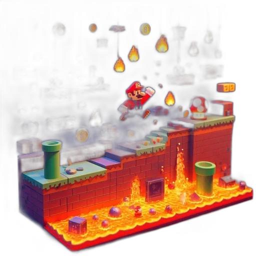 pixel art, concept art, 3d render, fire transparent PNG cut-out