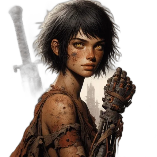 weapon, face, fantasy art, concept art transparent PNG cut-out
