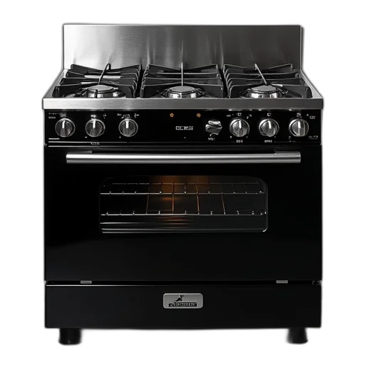 range, cooker, chrome, accents transparent PNG cut-out