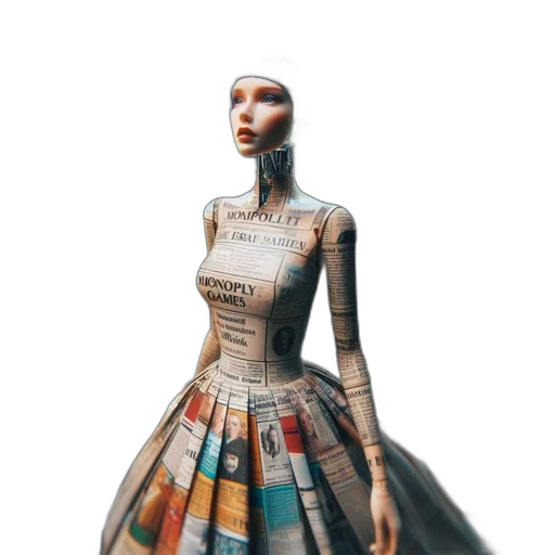 dress, robot, jewelry, 3d render transparent PNG cut-out