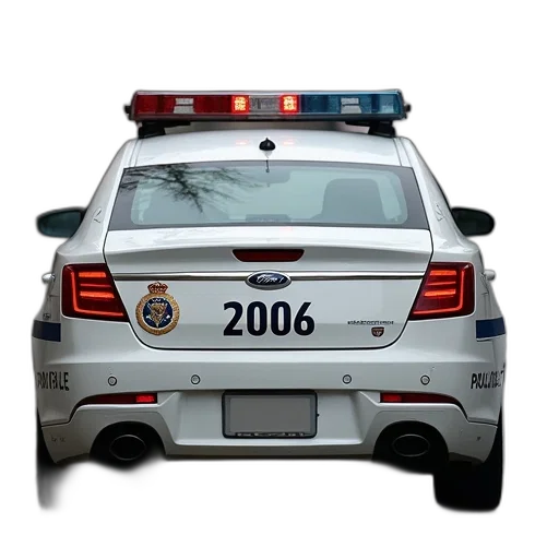 car, white, police, number transparent PNG cut-out