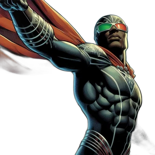 comic book art, african, descent, superhero transparent PNG cut-out