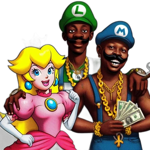 comic book art, concept art, three, characters transparent PNG cut-out