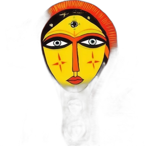 mask, staff, pencil sketch, 3d render transparent PNG cut-out
