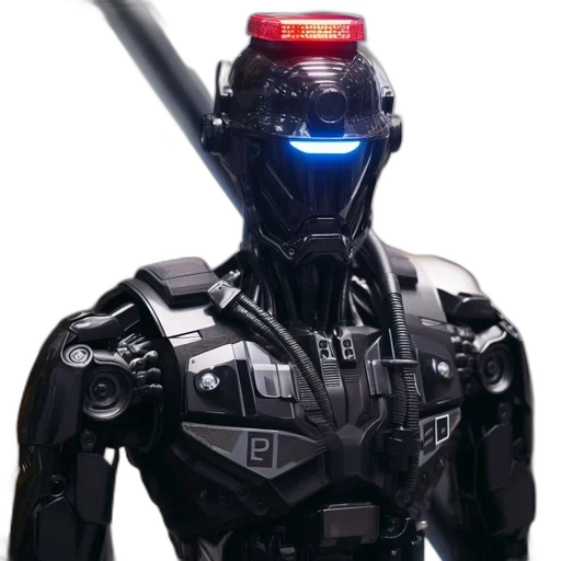 robot, staff, concept art, 3d render transparent PNG cut-out