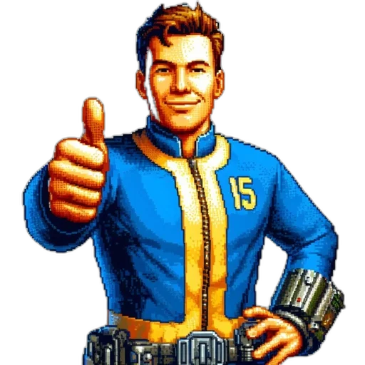 jacket, staff, robot, pixel art transparent PNG cut-out