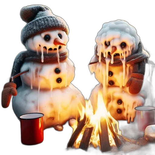 3d render, concept art, fire, snow transparent PNG cut-out