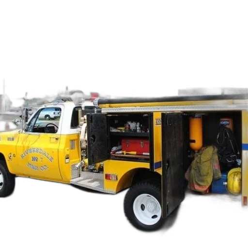 yellow, utility, truck, words transparent PNG cut-out