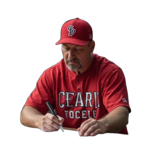 staff, man, signing, baseball transparent PNG cut-out