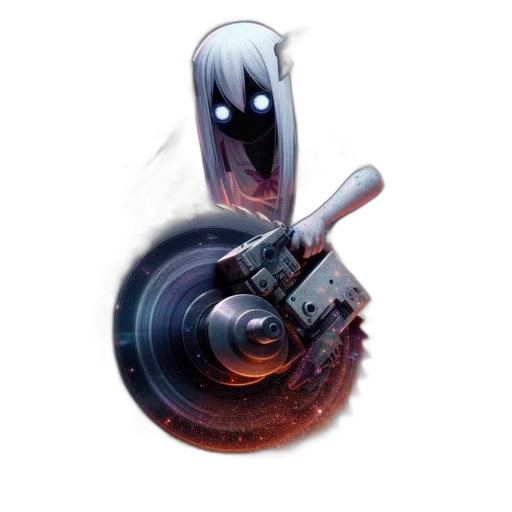 weapon, robot, staff, hair transparent PNG cut-out