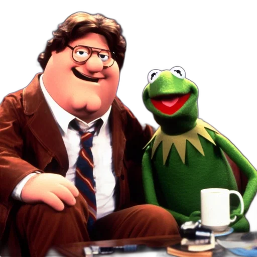 two, characters, sit, side-by-side transparent PNG cut-out