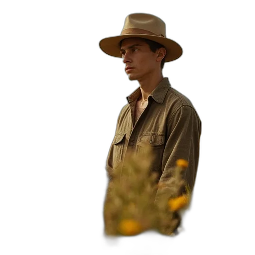 hat, jacket, staff, animal transparent PNG cut-out