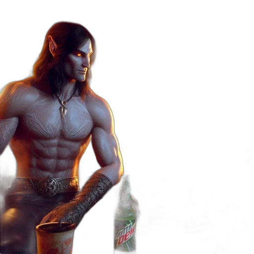 bottle, sword, creature, fantasy art transparent PNG cut-out